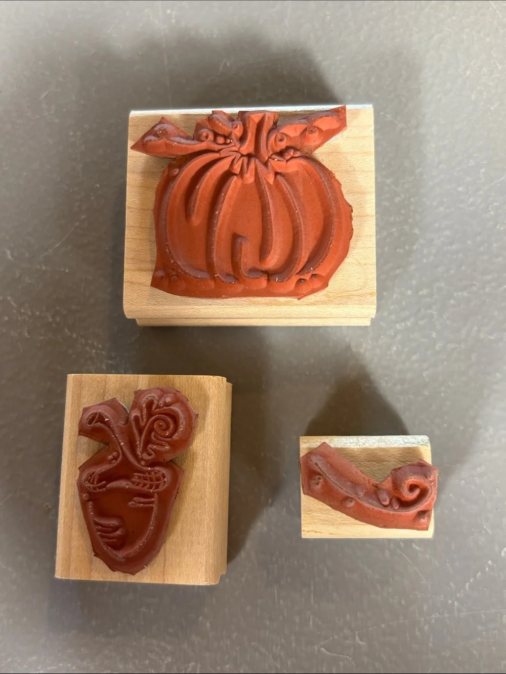 Stampin’ Up! Fall Whimsy 2003 Rubber Stamps Pumpkin Leaves Acorn 5pc